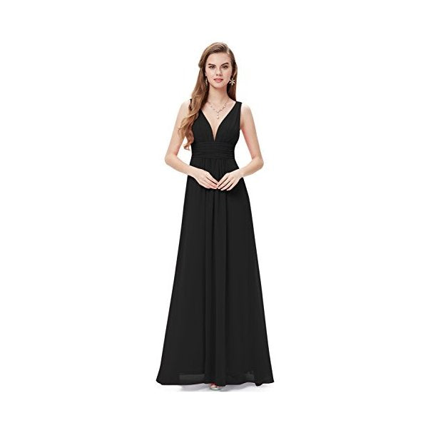 Ever Pretty Womens Empire Waist Sleeveless V Neck Evening Party Dress 18 US Black - superazone