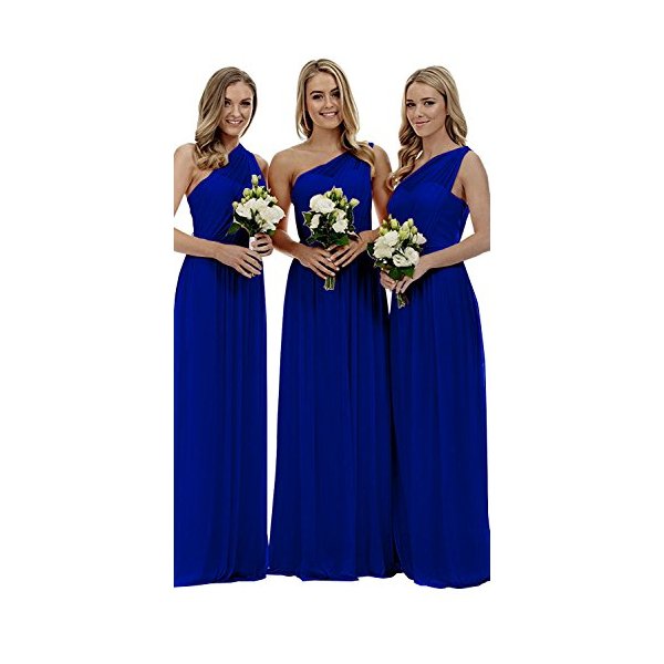 Women s Long One Shoulder Bridesmaid Gown Asymmetric Prom Evening Dress Royal Blue 12 - superazone