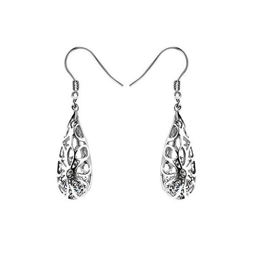 925 Sterling Silver Filigree Dangle Earrings for Women Fashion - superazone