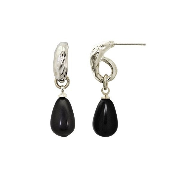 SEA Smadar Black Drops Dangled Earrings With 925 Silver Plating - superazone