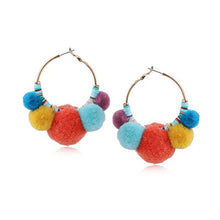 KingWang Big Hoop Statement Earrings Pom Poms Bohemian Earrings for Women pompoms orange - superazone