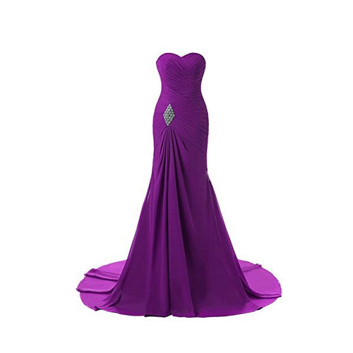 Lily Weddding Womens Sweetheart Mermaid Prom Bridesmaid Dresses 2018 Long Formal Evening Ball Gowns FED00302 Purple Size8 - superazone