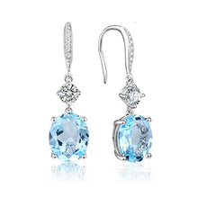 Sterling Silver Oval Cut Birthstone Gemstone Dangle Earrings for Women - superazone