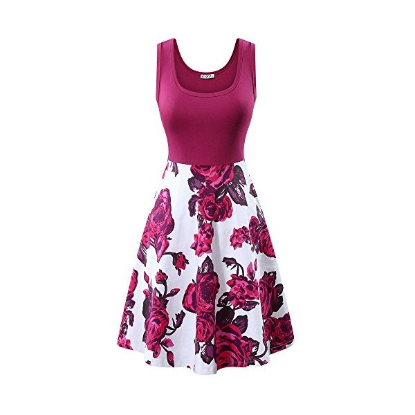 KIRA Floral Sundress Women s Sleeveless Scoop Neck Floral A Line Patchwork Dress - superazone