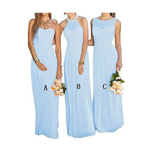 GMAR Women s Chiffon Bridesmaid Dresses Sleeveless Long Prom Evening Gowns Sky Blue A Size 10 - superazone