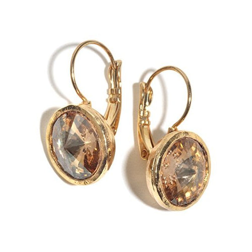 Classic Golden Shadow Swarovski Crystal Earrings with 24K Gold Plating - superazone